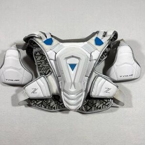 True Zerolyte Lacrosse Shoulder Pad Chest Protector Size Medium White.
